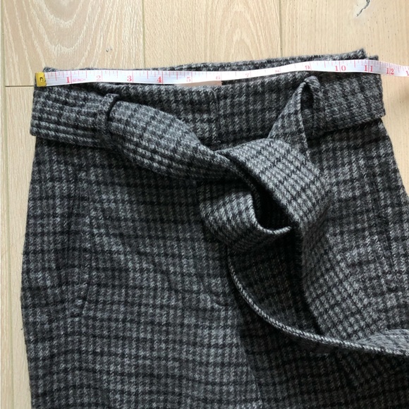 Aritzia Wilfred Front Tie Plaid Wool Cashmere Blend Pants in Charcoal Grey - Picture 4 of 13